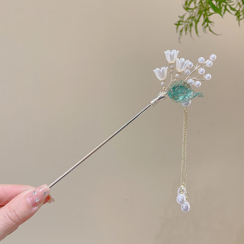 Elegant Chinese Style Hair Accessories Vintage Spring Flower Element Hairpins Light Luxury Tassel Hair Stick For Women Girls