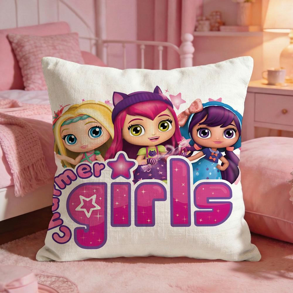 Cute Anime Little Charmers Cushion Cover Premium Comfort Reversible Pillow Cove Two In One Design For Any Room Car Interior