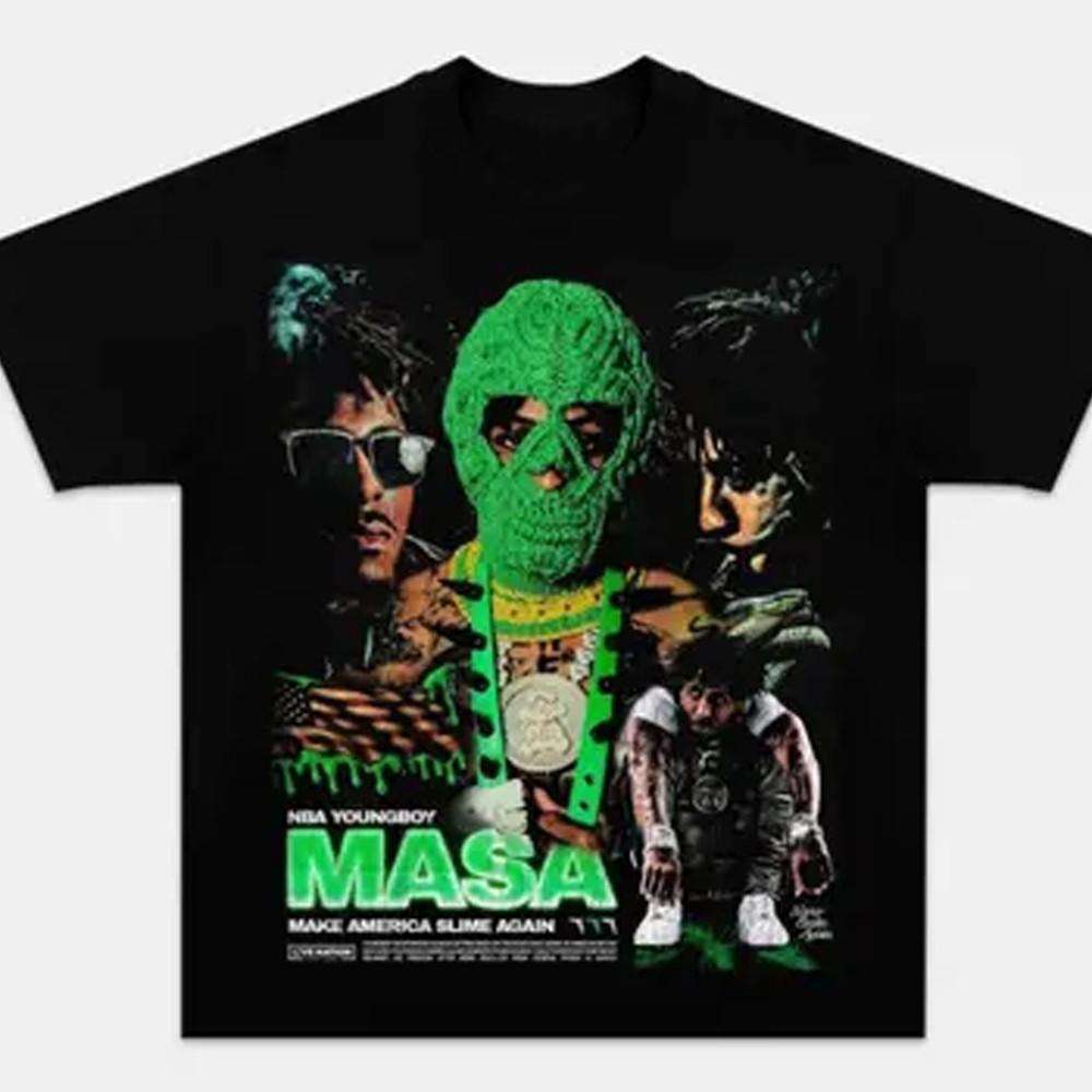 Классическая хлопковая мужская футболка YoungBoy Masa2025 Tour S-235XL 20D1522 Унисекс