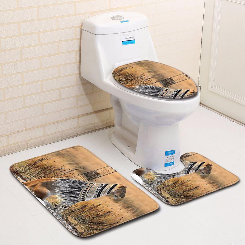 Simple 3D Bathroom Toilet Three-Piece Floor Mat Doormat Bathroom Carpet