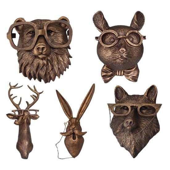 Винтажная голова животного настенное украшение для дома, офиса, гостиной, настенное искусство, смола