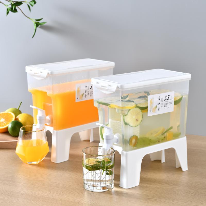 Cold Water Jug With Tap Water Beverage Dispenser Fruit Teapot Cold Waterlemonade