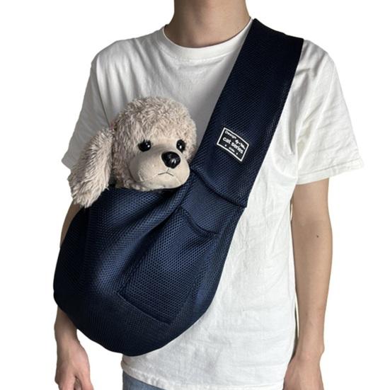 Pet Carrier Sling Breathable Crossbody Bag Puppy Carrier Purse Hand-Free Dog Sling Carrier with Storage Pockets for Small Dogs Cats