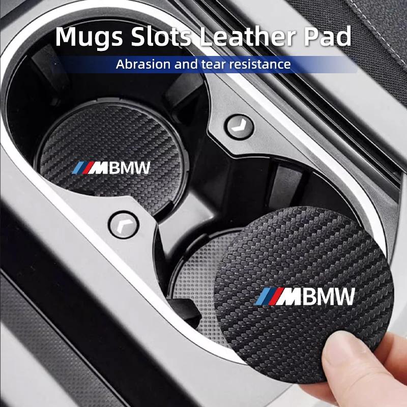 LRPOS1 New 2025 Car Carbon Leathe Coasters Pads Centre Console Cup Non-Slip Mats For BMW F11 G11 F10 F30 G08 G28 G20 G30 X3 X5 X6 Seri