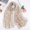 Muffler Women Soft Bronze Feather Print Neck Scarf Wrap Scarves