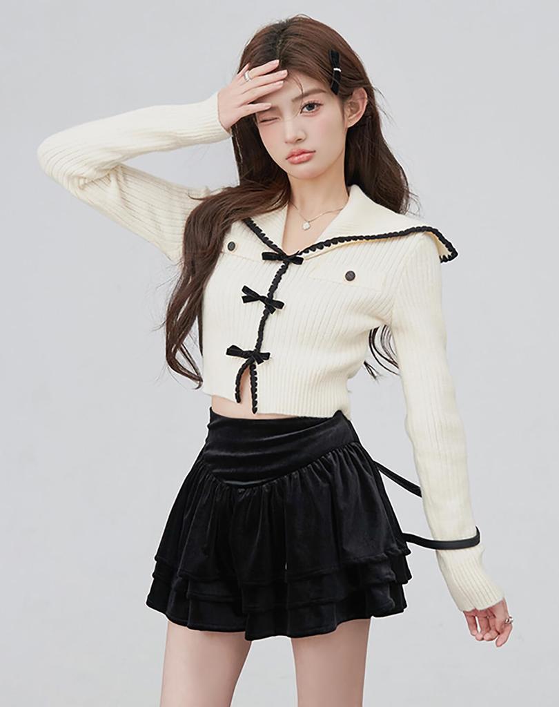 TOWYYO Длинный Большой Короткий Корейский Французский Бежевый Женский Кардиган, Рукав, Лента, V-образный вырез, Полосатый, Милый, Воротник, Длина, Мода, Весна/Осень, Стильный,