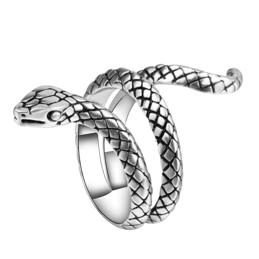 Retro Snake Ring Adjustable Gothic Punk Jewelry for Women Men Hip Hop Rock Music Festival Halloween Party Gift Idea