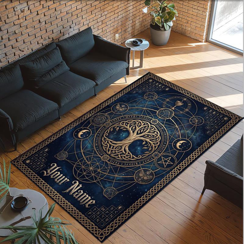 Witchcraft Theme Crystal Velvet Rug Personalized Custom Name Text Soft Floor Mat Home Decor