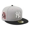 Кепка 59FIFTY, NY Серый/Черный 2-тонная Специальная нашивка сбоку ONSPOTZ Бейсбольная кепка MLB New York Yankees Мужская 7 1/2
