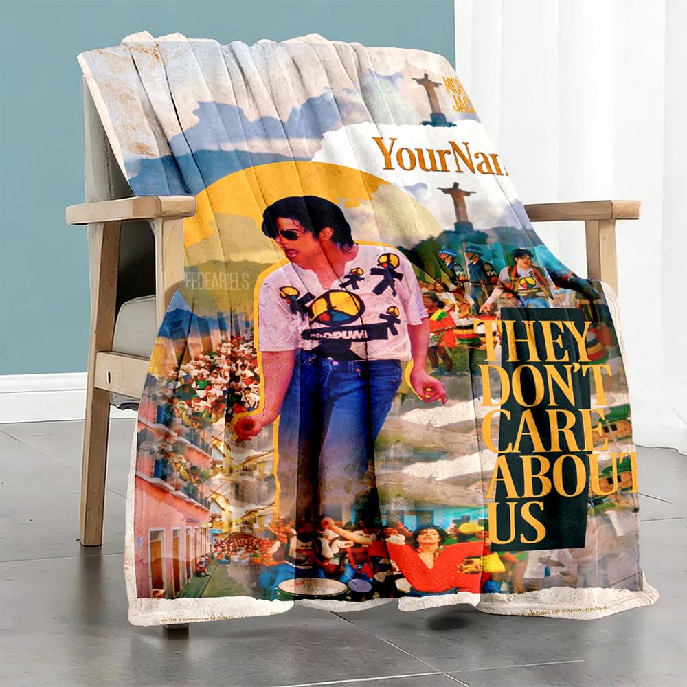 Michael Jackson 149 Personalized Text Blanket Throw Customizable Blanket Soft Warm Cozy Suitable for Chair Living Room Seaside Bed All-Season Use
