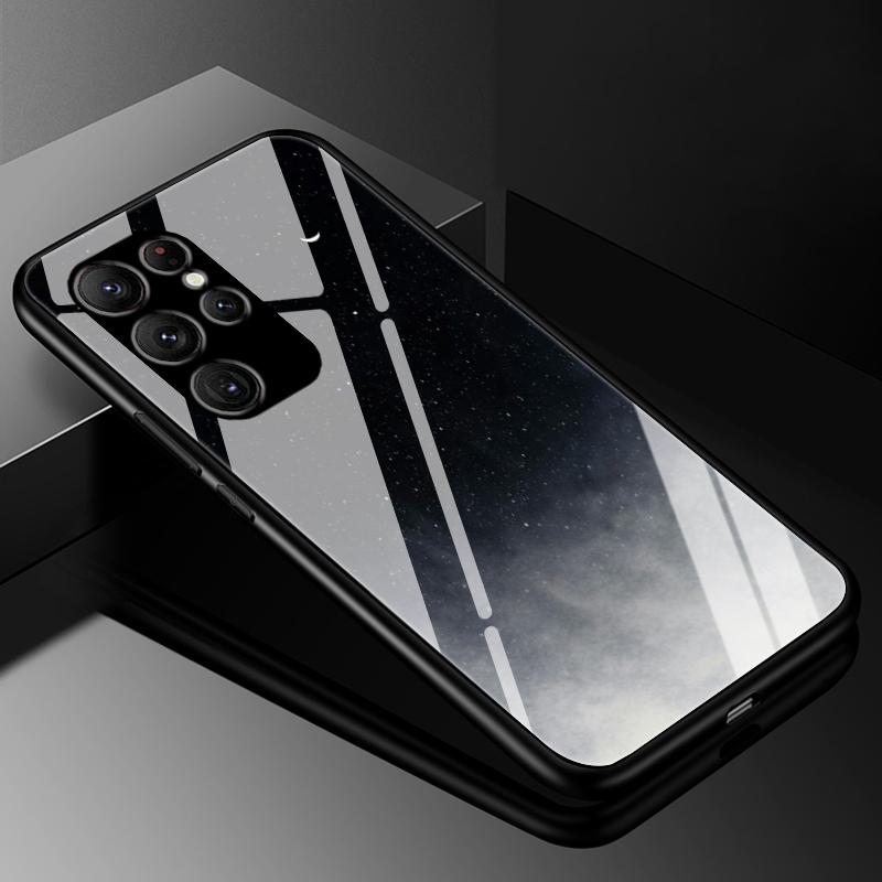 Чехол-крышка для Samsung S24 S23 Ultra, чехлы из закаленного стекла для Samsung Galaxy S22 S21 S20 S23 Plus FE, роскошный жесткий бампер с задней панелью