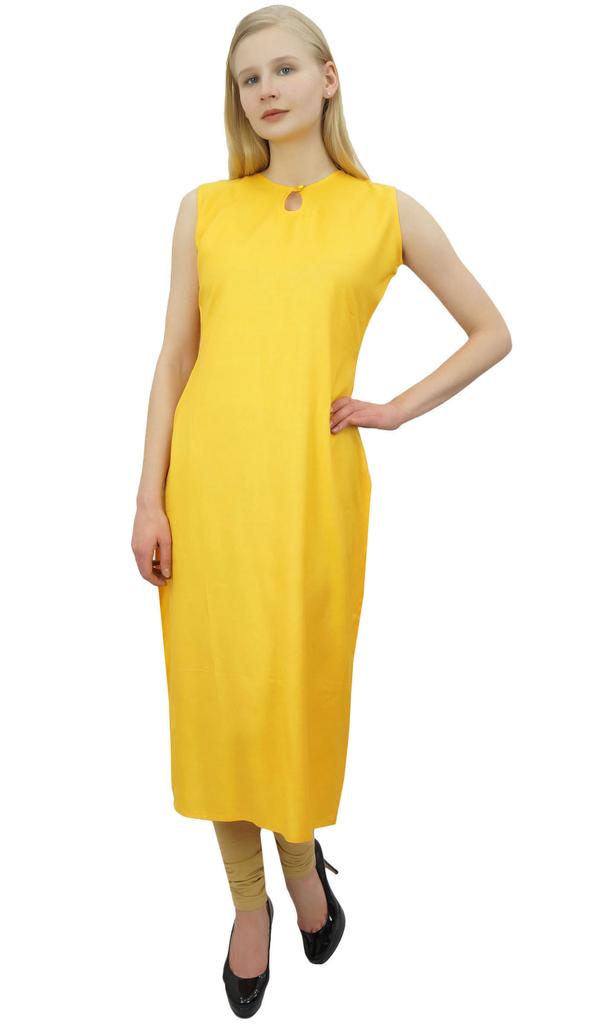 Phagun Women's 2 Pcs Yellow Kurta With Jacket Dress Indian Designer Clothing