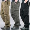 Mens Elasticated Waist Cargo Street Trousers Multi Pockets Casual Pants Bottoms