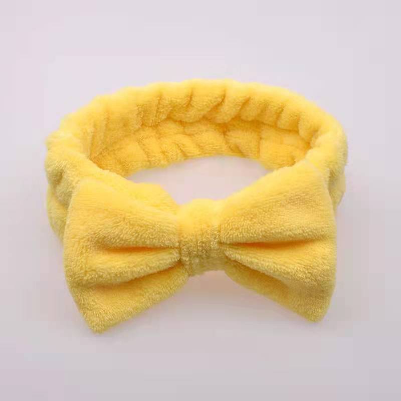 European and American Coral Fleece Bow Headband Ladies Wide-brimmed Wash Solid Color Headband