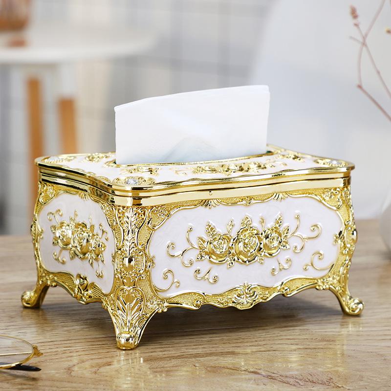 Акриловая коробка-диспенсер для салфеток с золотой окантовкой, 18x12x9см - Креативный маленький настольный держатель для салфеток