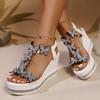 Women High Heels Wedge Sandals Rhinestones Popular Among Toe Sandals Women Platform Fashionable Butterfly Decoration Shoes Women