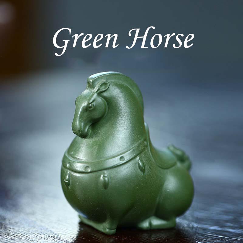Посуда из искусственной бронзы, Маленькая лошадка, Украшения из фиолетового песка, Чайный столик, Бутиковая зеленая грязь, Чай из лошади Тан, Игривое творчество, Маленькие чайные питомцы