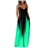 Women Pocket Print  Dress Beach Parties Vest Party  Sleeveless  Super Long Dress
