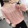 Women's Knitwear Hollow Long Sleeve Bottoming Shirt Spring and Autumn V-neck Thin Knitted Pullover Outfit Korean Style Sweaters