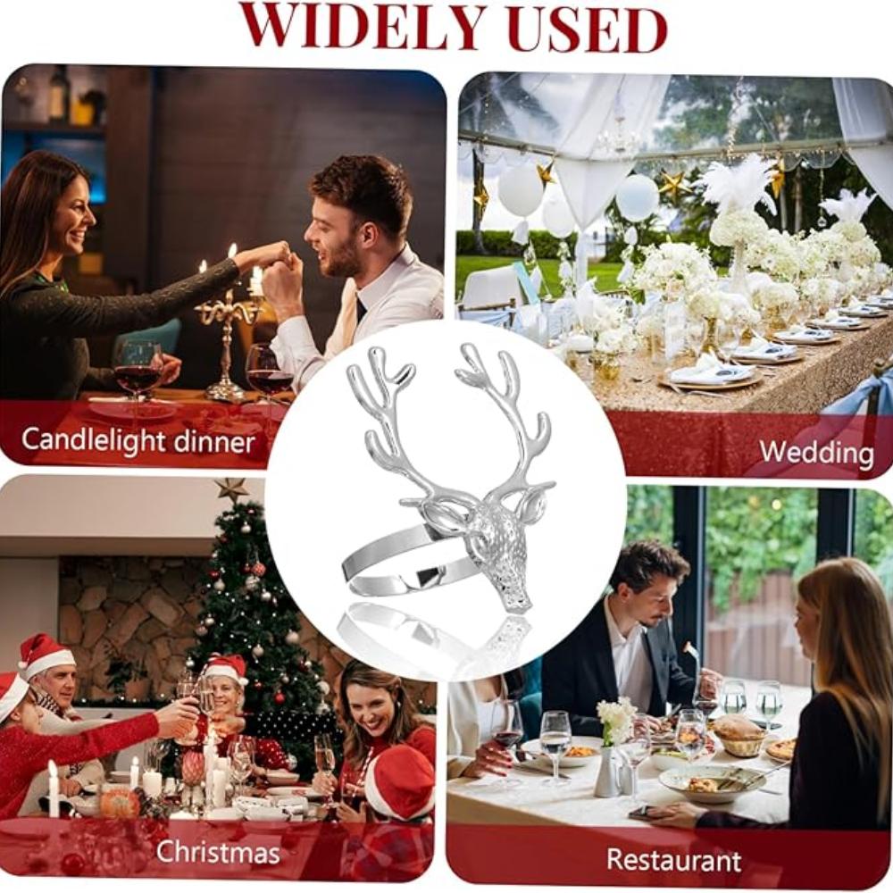 6 шт. золотых колец для салфеток в форме головы оленя для украшения стола на рождественскую вечеринку, изысканный держатель для полотенец для рук на свадебный ужин, держатели для салфеток для скатерти