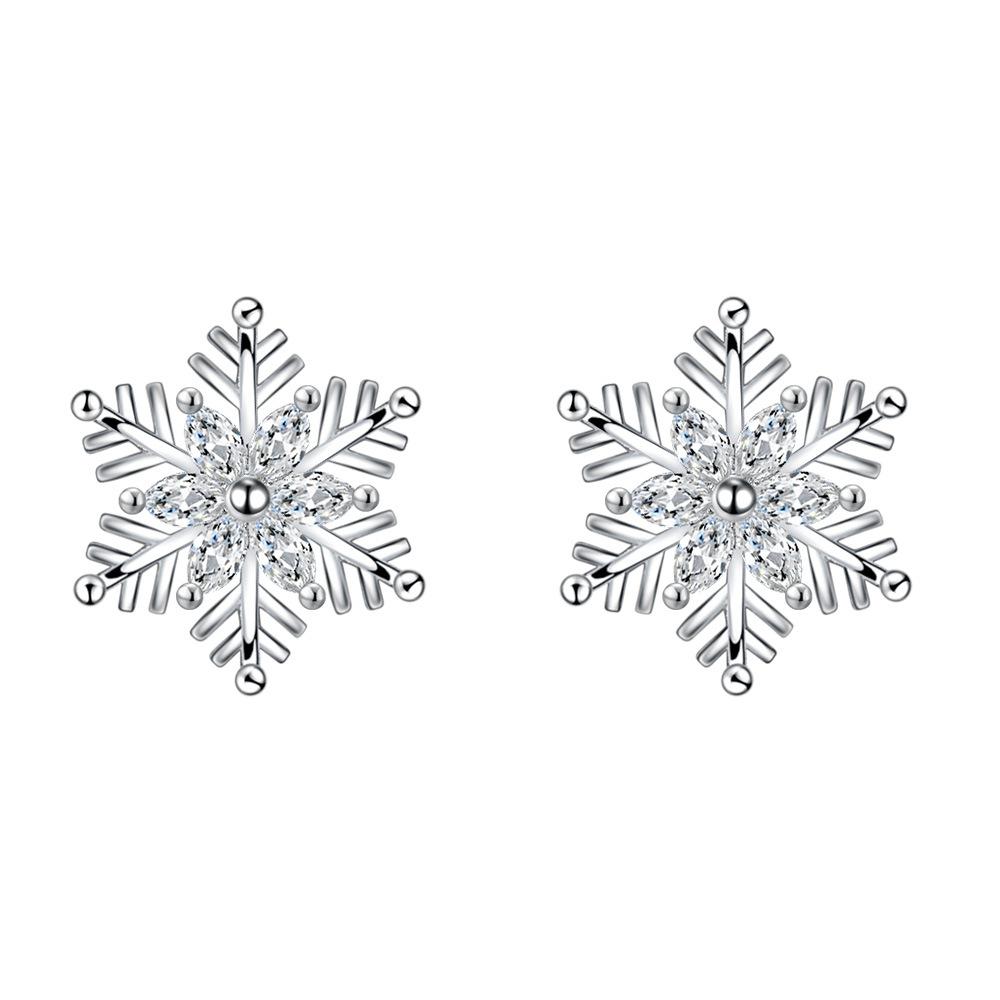 Женская подвеска на ключицу, цепочка, креативное милое ожерелье в виде снежинки, серьги-подвески, комплект украшений для ушей, подарок