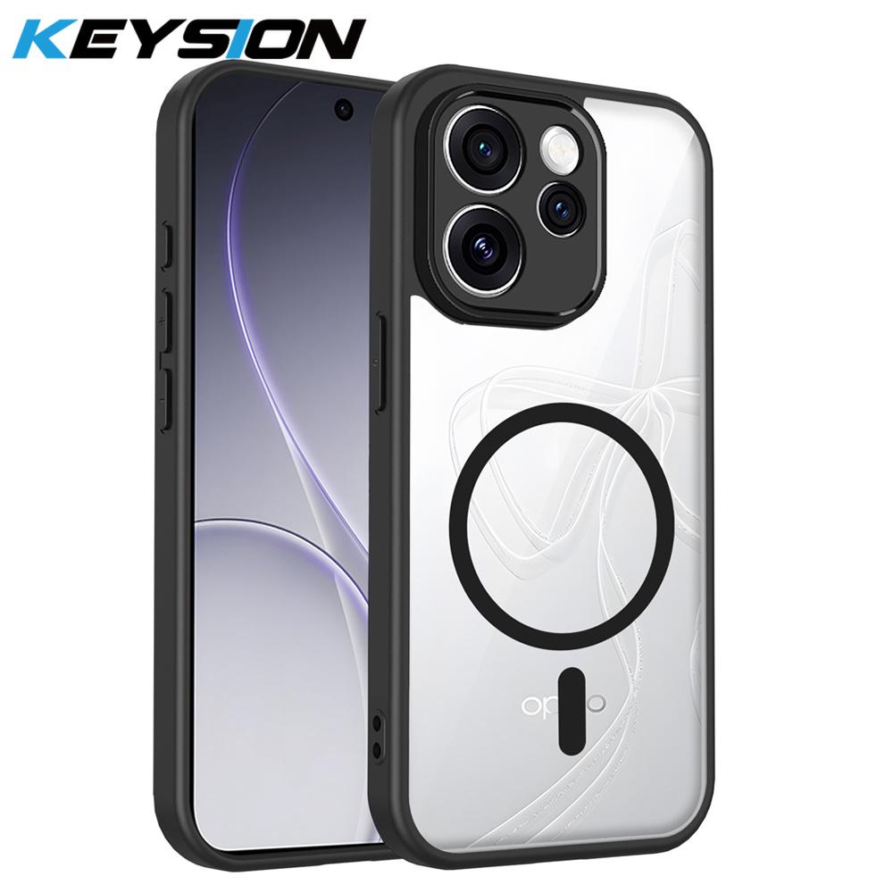 KEYSION Transparent Magnetic Phone Case for OPPO Reno15 Pro Max 5G Silicone+PC HD Clear Shockproof Cover for OPPO Reno15 F 5G