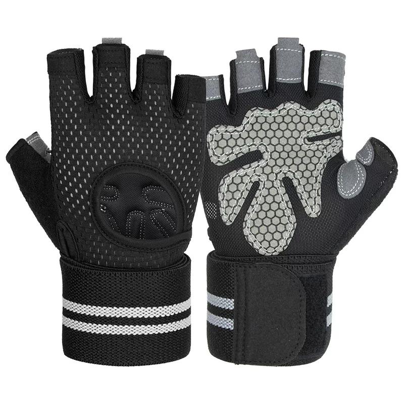 Fitness Band Wrist Gloves Running Mountaineering Anti-Wear Half Finger Gloves Training Outdoor Cycling Sports Fitness Gloves