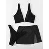 3 Pieces U-ring High Cut Bikini Swimsuit & Split Thigh Beach Skirt Swimwear Women 2024 Bathers Bathing Swimming Suit Female