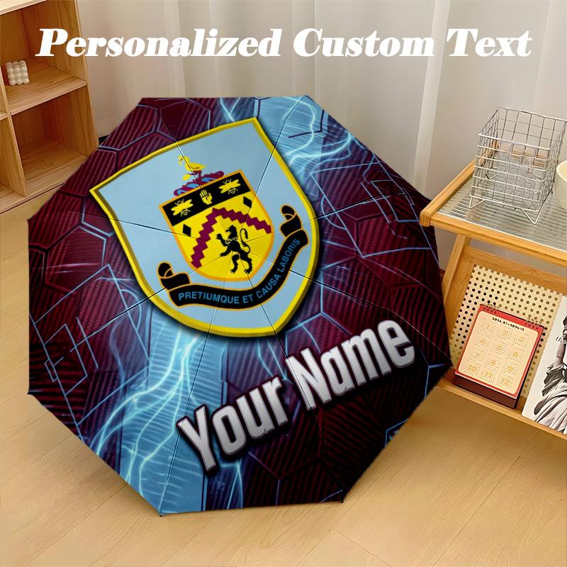 8 ребер Автоматически складывающийся зонт Burnley Футбольный принт Индивидуальное имя Текст Портативное средство от дождя
