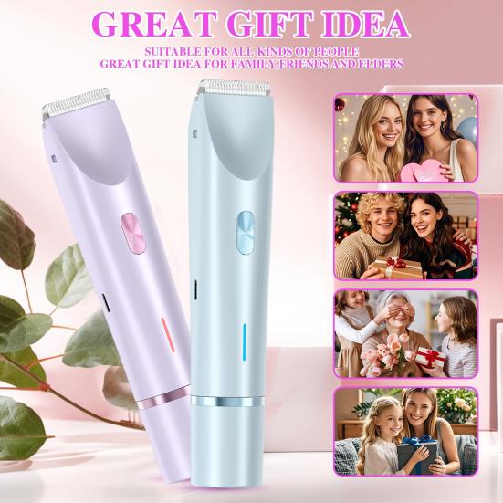 Женская электрическая бритва с двойной головкой, перезаряжаемая через USB, водонепроницаемая, портативная, для лица, тела, зоны бикини, рук, ног, эпилятор, бритва, триммер