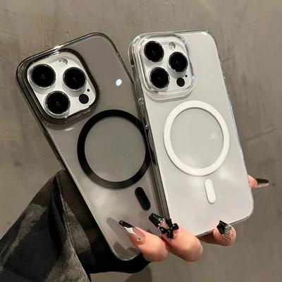 Ультратонкий прозрачный чехол для iPhone 16 12 14 13 15 Pro Max Plus для беспроводной магнитной зарядки Magsafe, прозрачный чехол для ПК