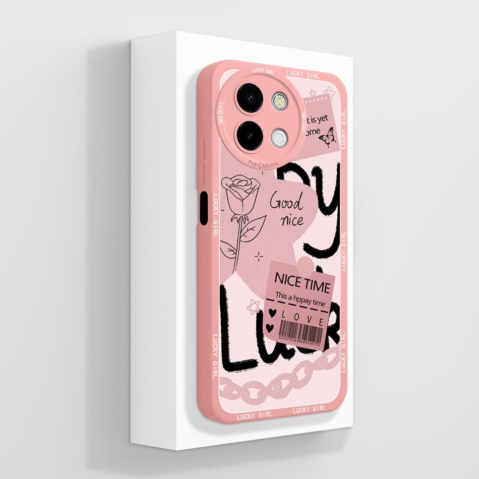 Case For Vivo Y38 Y58 T3X Y200i Y200T 5G Cute Panda Funda Soft Liquid Silicone Camera Protection Back Cover Shockproof Bumper