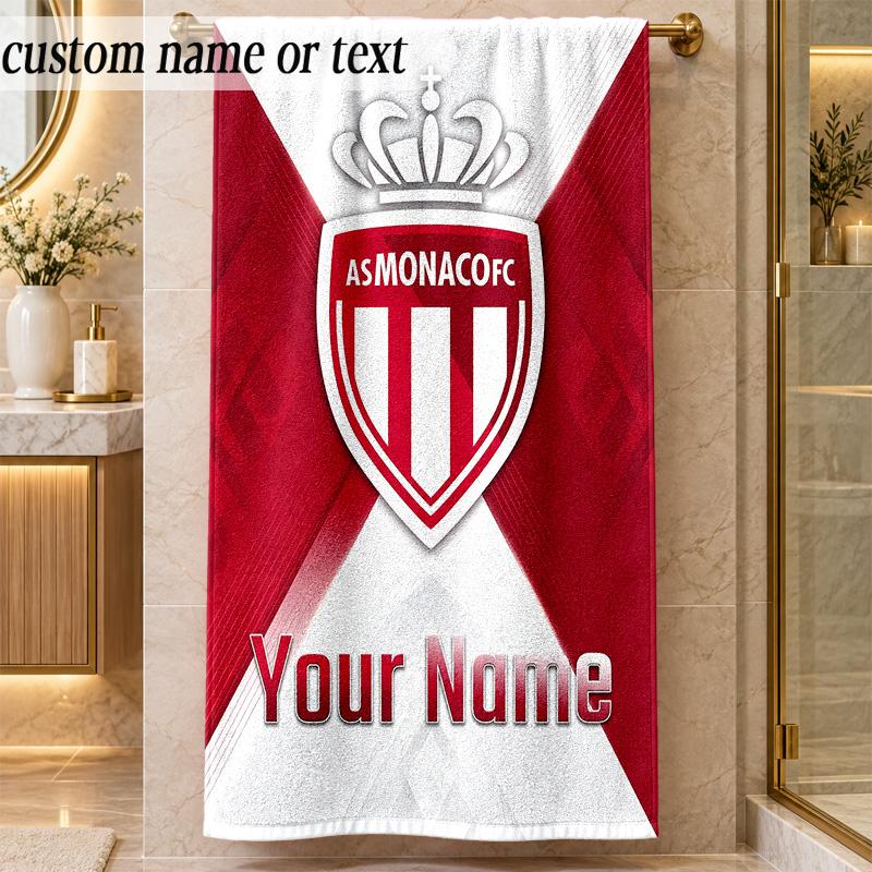 Beach TowelMonaco FC Custom Name Text Personalized Soft Towel for Beach Pool Indoor Home Decor Gift