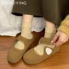 Замшевые балетки женские туфли Мэри Джейн короткие плюшевые хлопковые туфли 2025 года тренд зимние теплые ботинки повседневные удобные женские туфли