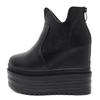 Women Wedge Ankle Boots Height Increasing with Zipper Heeled Chelsea Boots Minimalist Solid Color