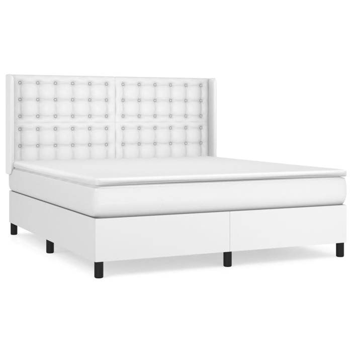 Maison Exclusive - Sommier à lattes de lit avec matelas Blanc 160x200cm Similicuir