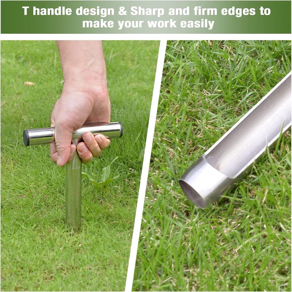 Stainless Steel Soil Probe T-Handle Soil Test Kit Professional Pushing Tool Gardening
