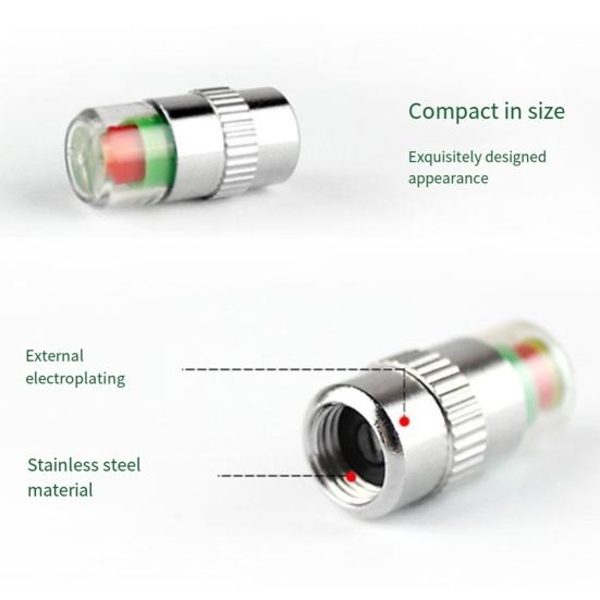 Tire Pressure Monitoring Valve Stem Caps Visual Tri-Color Alert Caps Waterproof Tire Pressure Gauge Replacement Caps for Cars Trucks SUVs