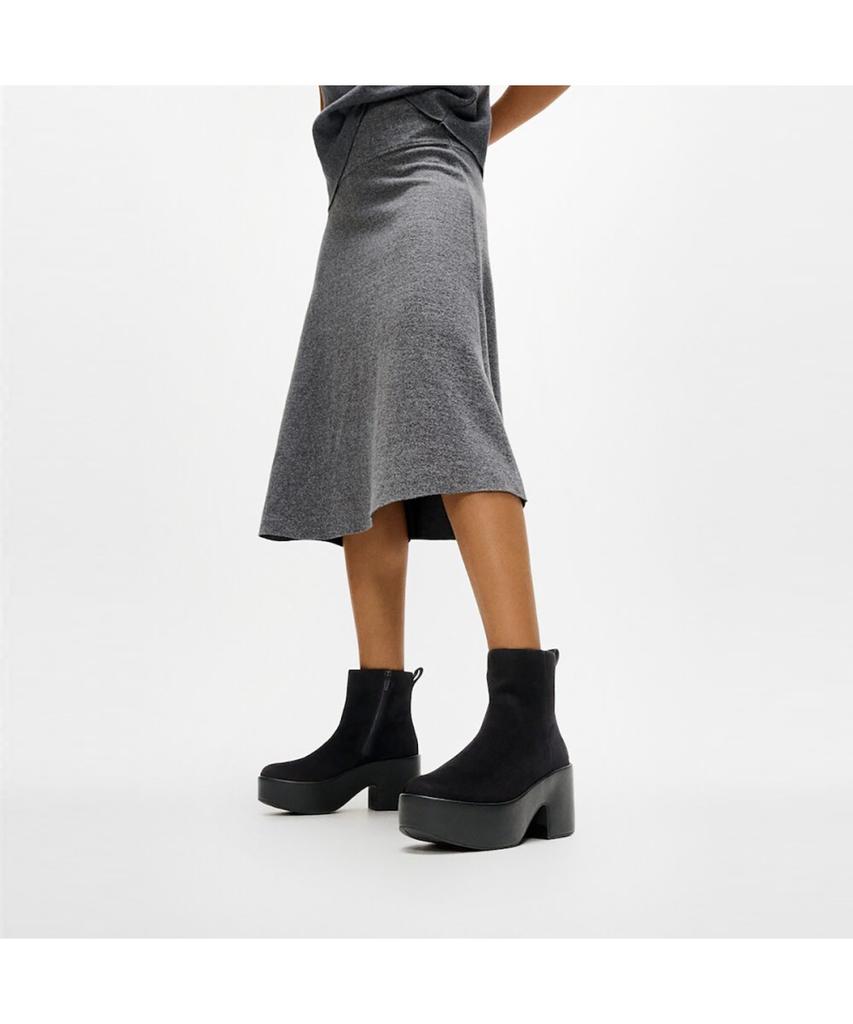 Fitflop Women'S Platform Suede Heel Ankle Boots - All Black (Ft59K2B225)