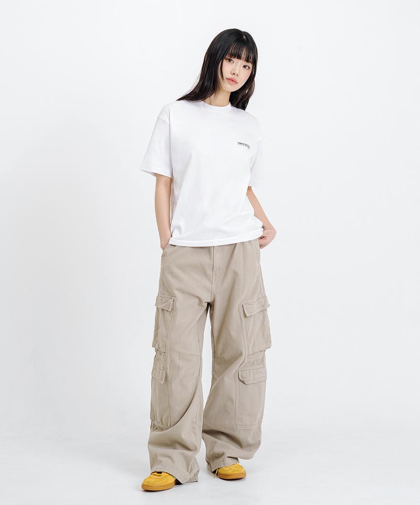 LEMAIN SECOND Basic Logo Print Oversized Short Sleeve T-Shirt [White]