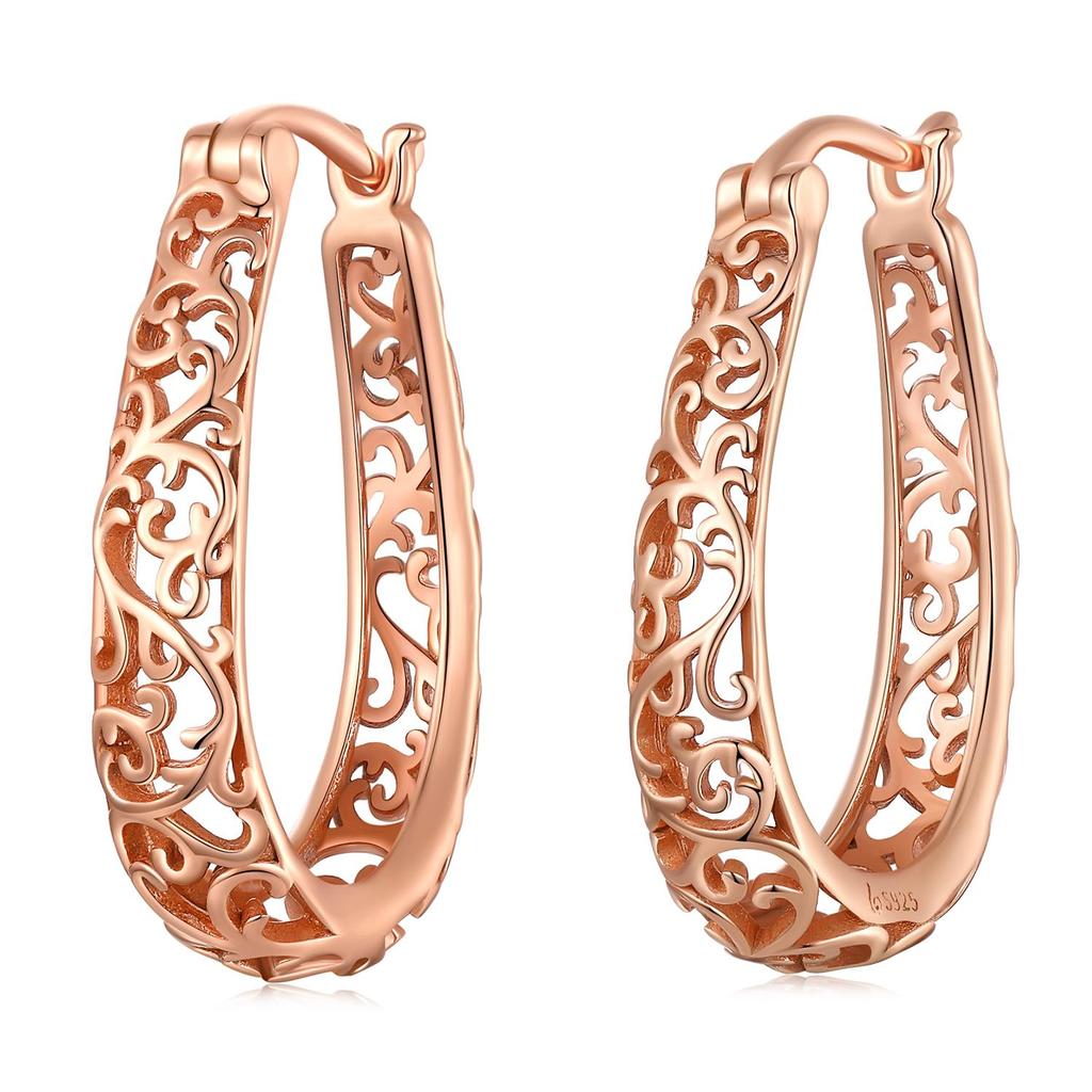 BAMOER Винтажные изысканные серьги-обручи "переплетенная виноградная лоза" из 925 стерлингового серебра