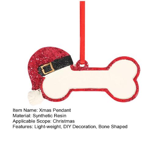 Рождественская подвеска в виде кости, украшение своими руками, кость с рождественской шапкой, праздничный сувенир в форме кости для собак, украшение на рождественскую елку