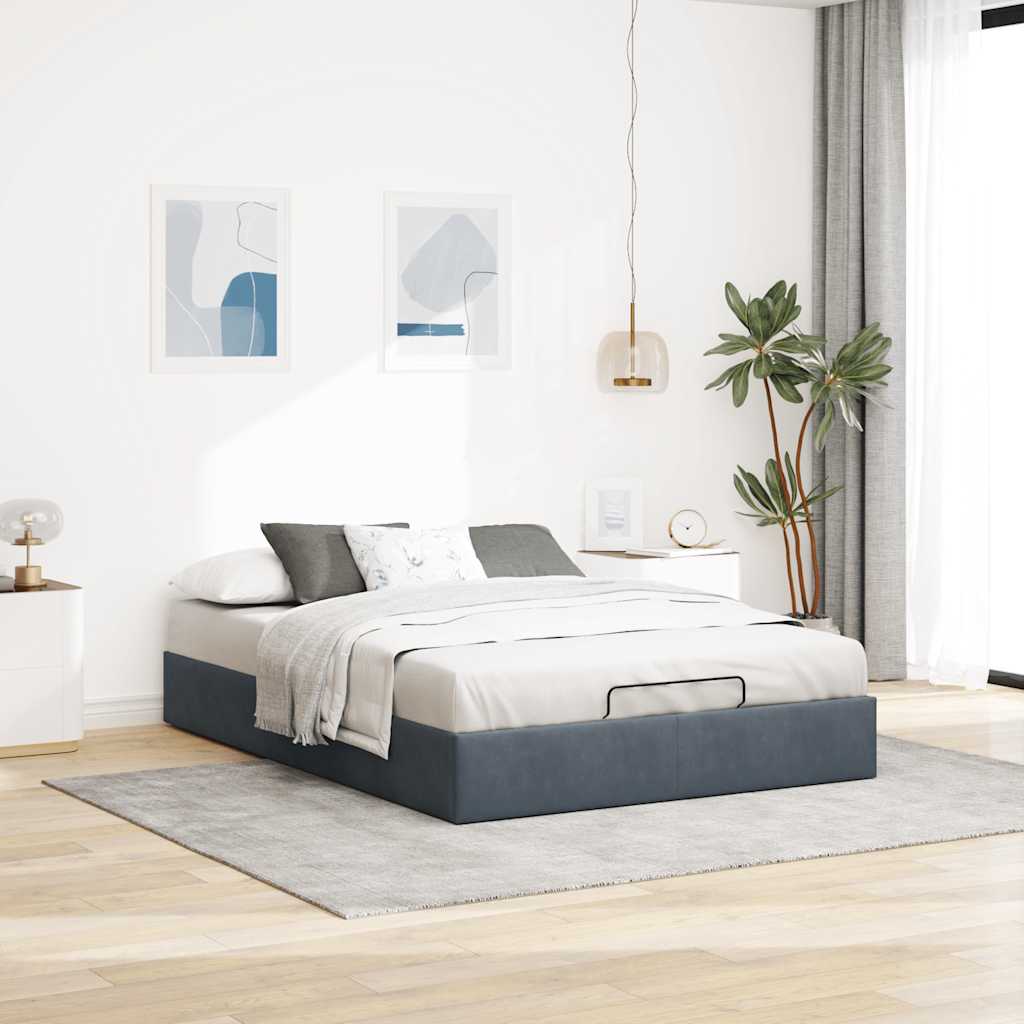Ottoman Bed without Mattress Dark Grey 140x190 cm Velvet