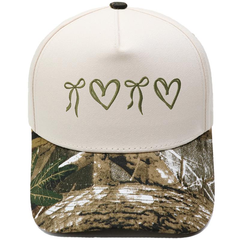 New butterfly love knot truck driver hat embroidery retro leopard print color matching baseball cap European beautiful woman leisure
