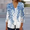 Женская свободная повседневная рубашка с принтом и рукавами три четверти, сетчатая рубашка на пуговицах, кардиган, топ