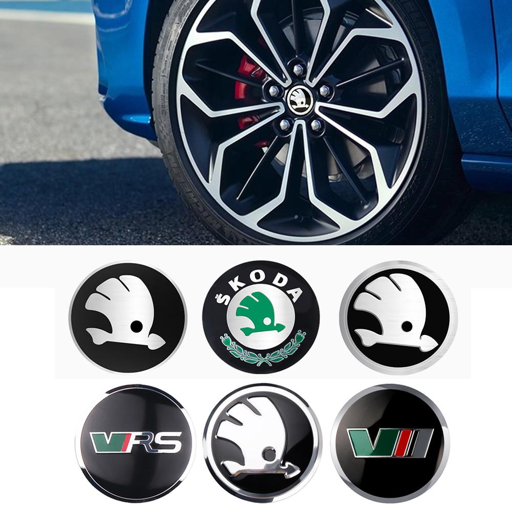 BYCP2 4Pcs 56/60/65/68MM Car Wheel Center Hub Caps Logo Sticker Cover For Skoda Octavia A5 A2 VRS Vision Kodiaq Rapid Fabia VII Superb