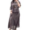 Women Two Piece Set Women's Summer Linen Outfit Set Short Sleeve Top Midi Skirt Elegant 2-Piece Lounge Set with for Ladies