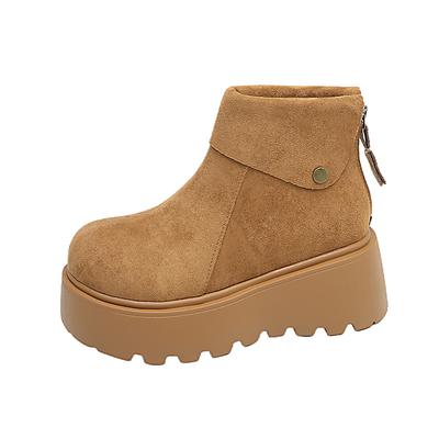 Новейшие женские зимние сапоги для снега, короткие сапоги-слипоны, удобные ботильоны, плюшевые сапоги с подкладкой из искусственного меха