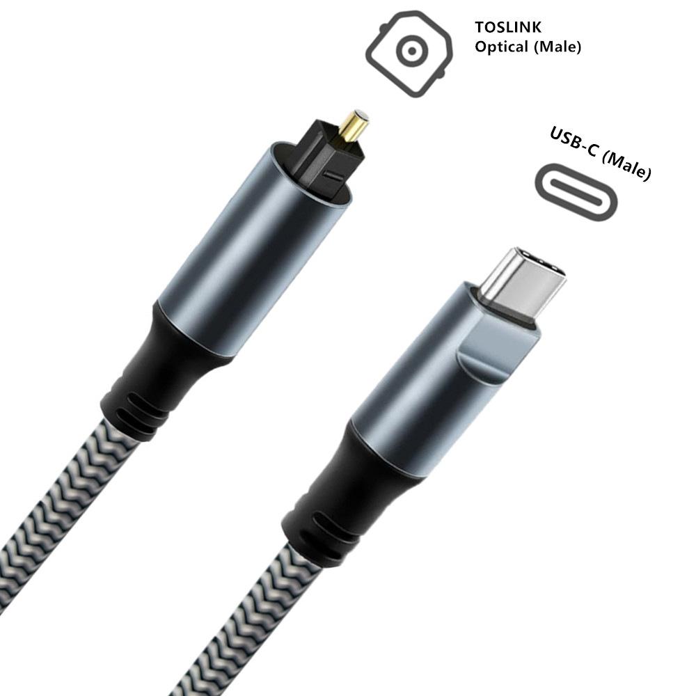 Плетеный USB C - Оптический Аудио Кабель 3 фута USB C - Toslink Оптический Кабель с Позолоченным Разъемом для Телевизора/Саундбара, Sony PS5