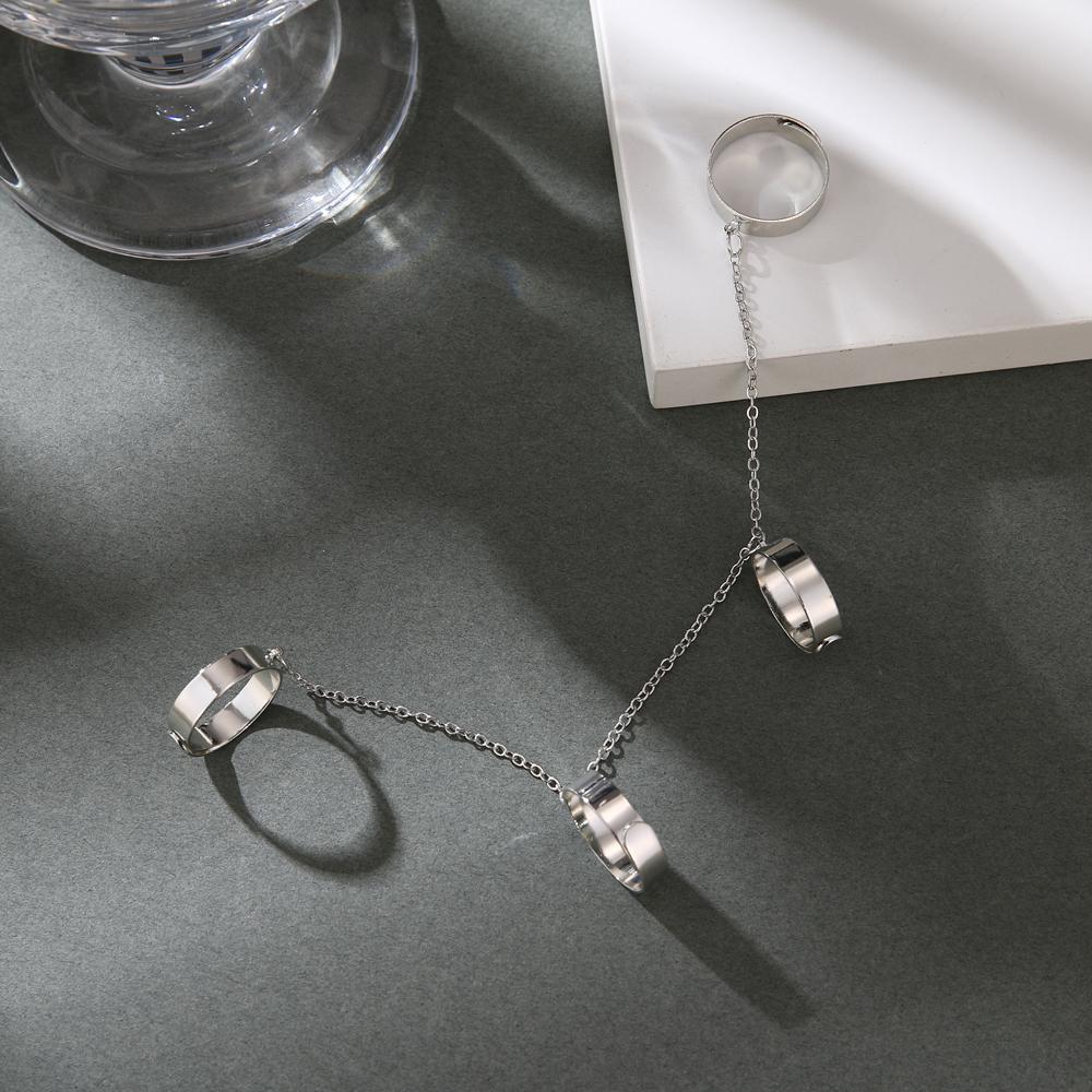 Мода Pundi Chain Комбинация Панк Открытое кольцо Темперамент Простое кольцо